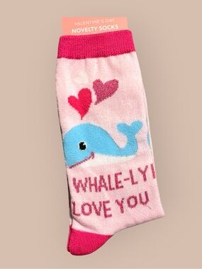 Women's Pink 'Whale-Ly Love You' Novelty Socks, Pink, OS, NWT 🐳